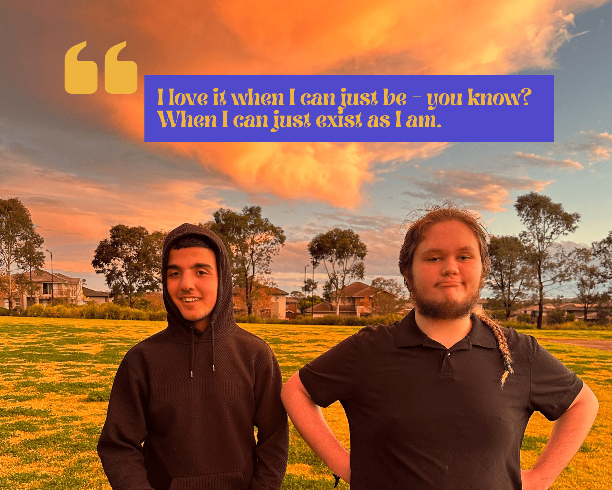 Neuro-affirming: What is it and why is it so important? Two teen boys look happy in front of a sunset.