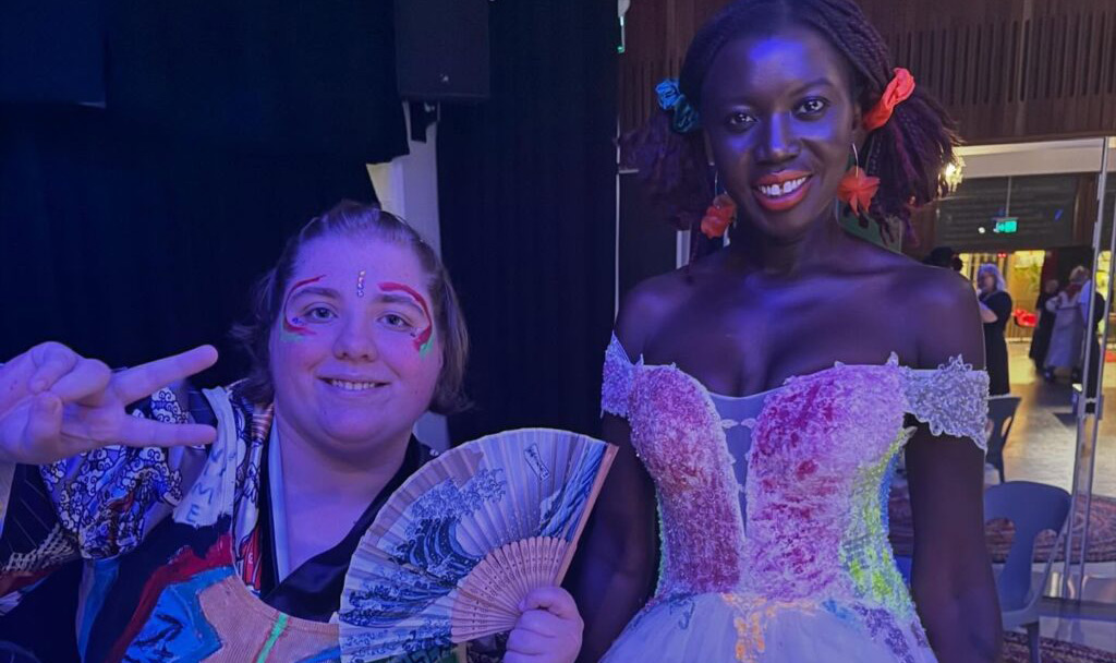 2 young people on the catwalk